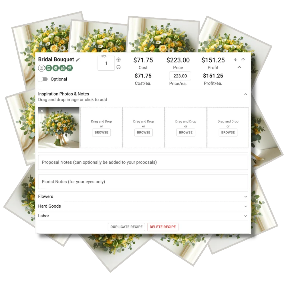 Drag and Drop Inspo Images in FlowerBuddy