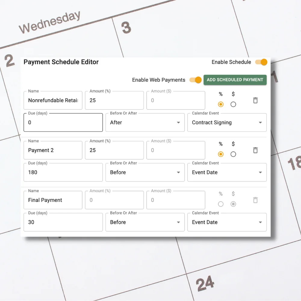 A FlowerBuddy payment schedule