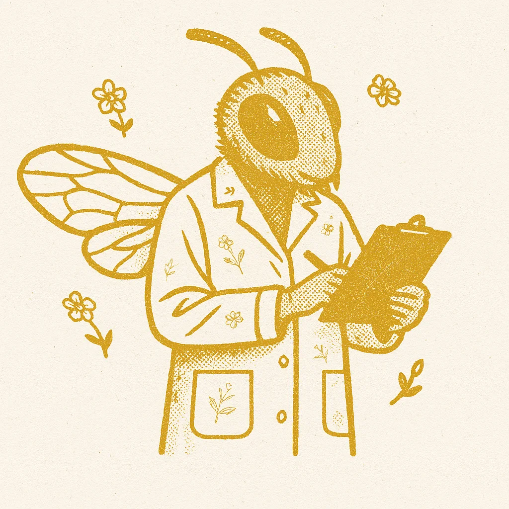 Bee reviewing a floral business checklist